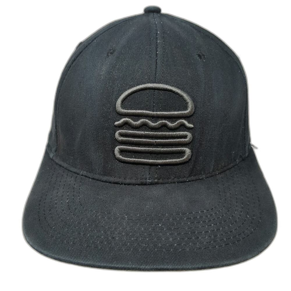 Shake Shack Snapback Black One Size Burger Embroidery Gray Underbrim Hat